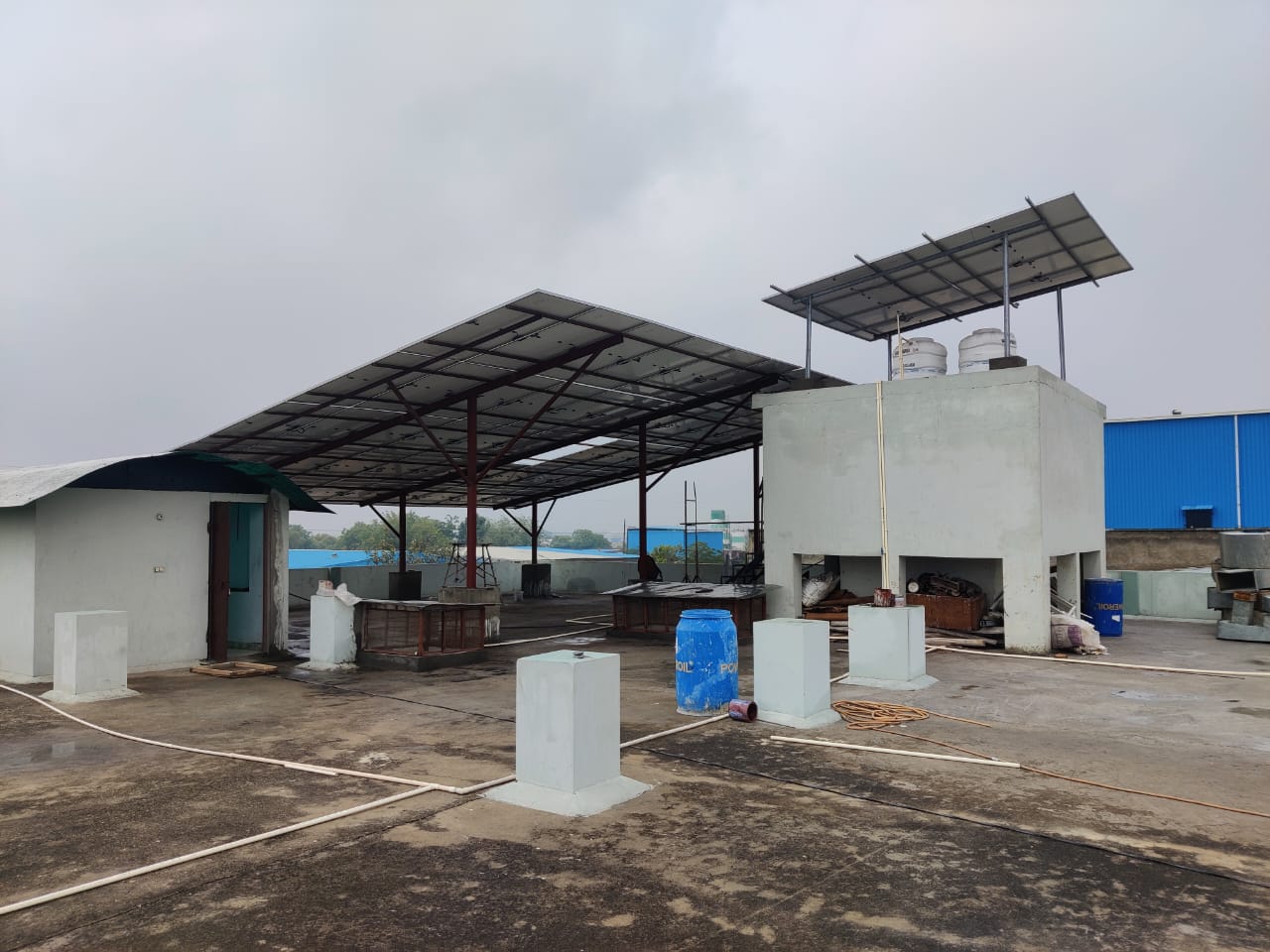Industrial solar tin shade mounting structure Rajasthan