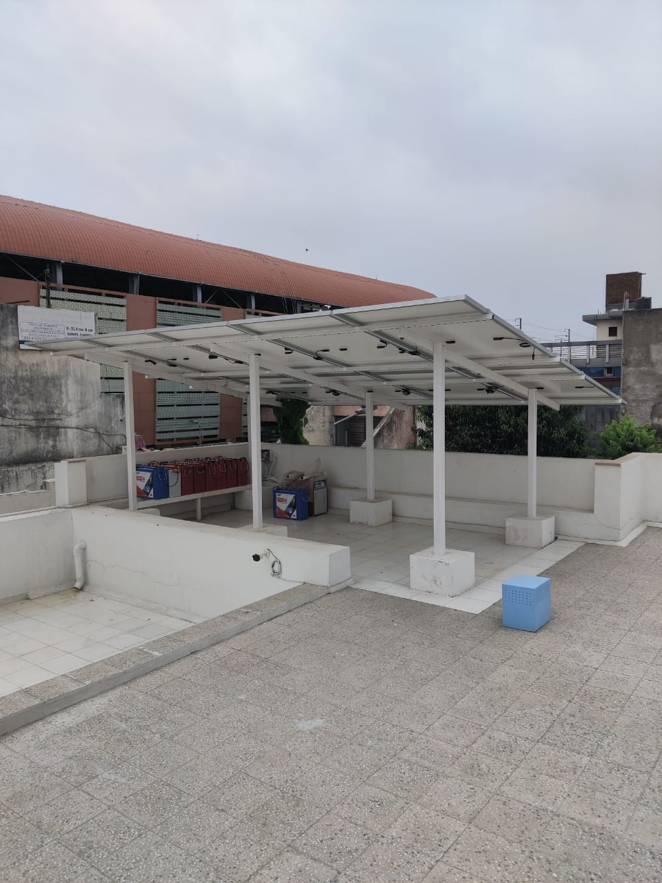 Flat rooftop solar pergola structure Rajasthan