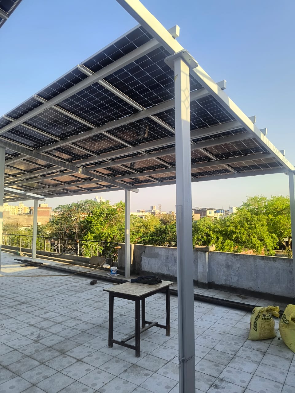Rooftop solar pergola structure Jaipur